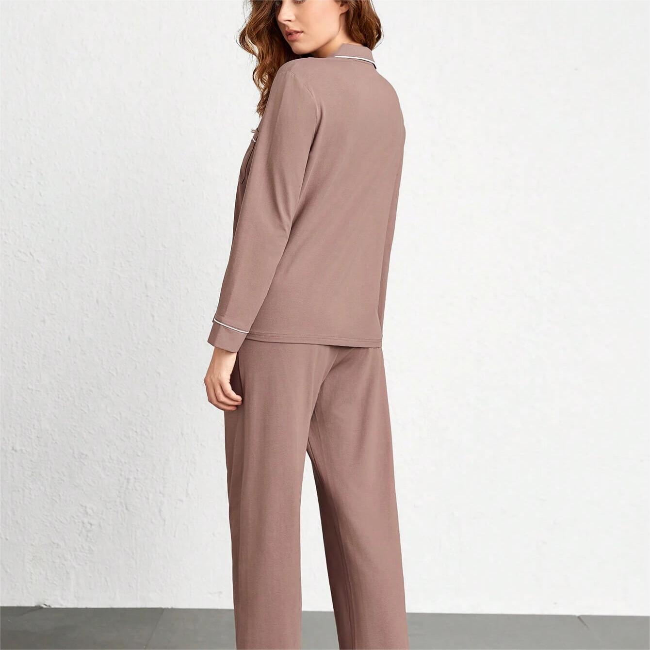 Leisure Women's Long Sleeve Top And Pants Pajama Set
