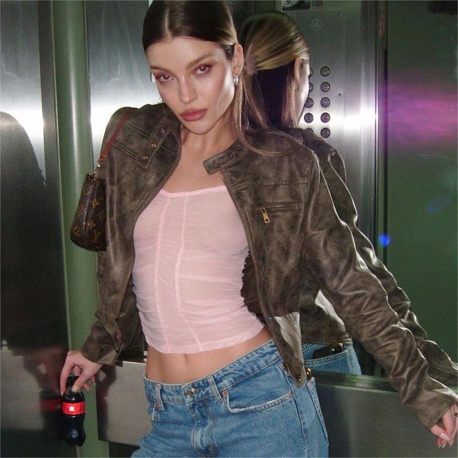 Vintage Suede Slim Fit Leather Jacket