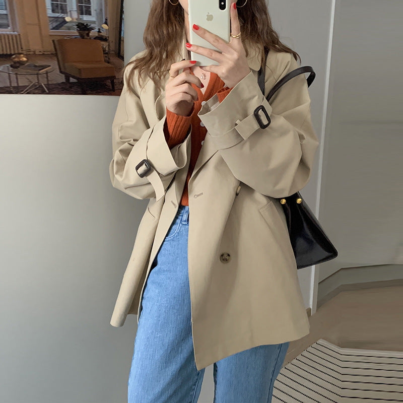 Korean version of the draped temperament trench coat