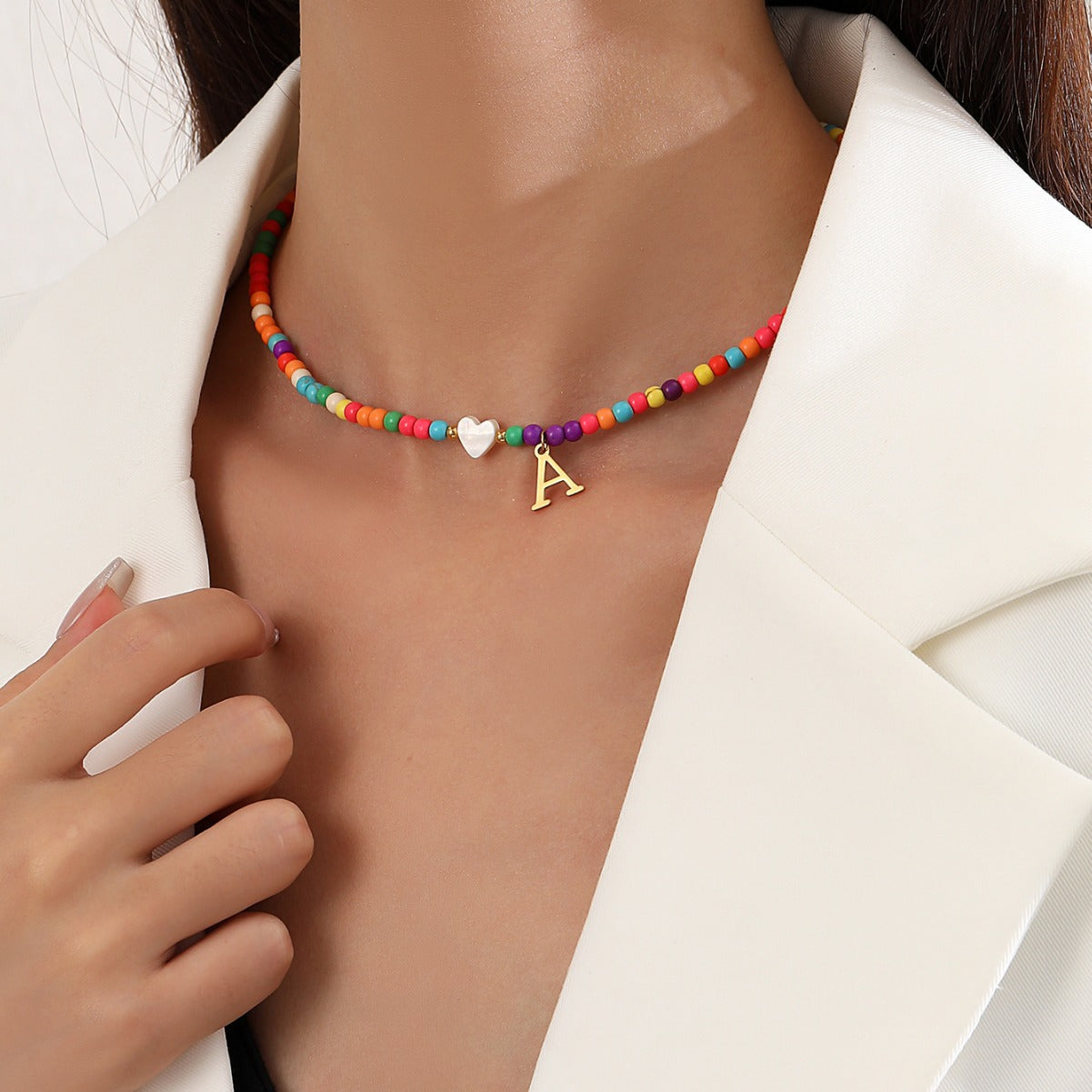 Bohemian - Vibe Dopamine Letter Necklaces: Cute Beaded Chokers for Girls & Women | Ideal Personalized Gifts