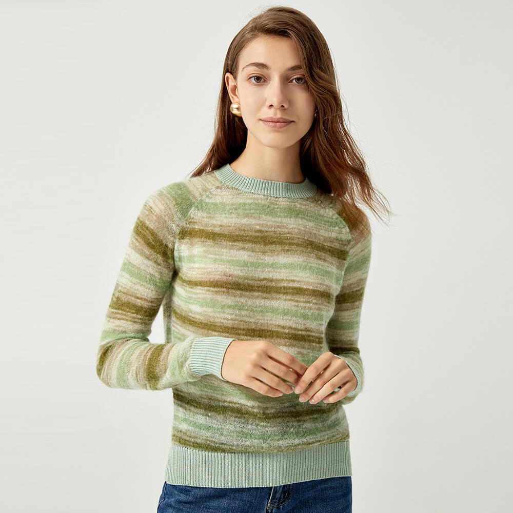 Mohair Modern Rainbow Stripe Knit Sweater