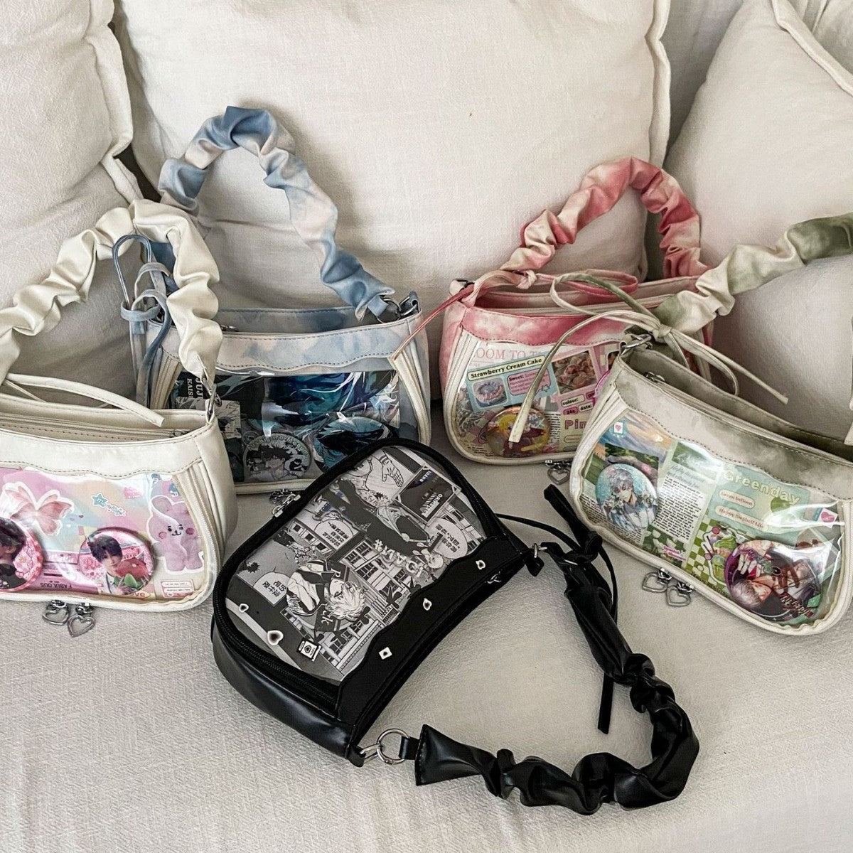 Sweet Ita Bag for Women | Tie-Dye Gradient | 2025 New Arrivals | Pleated Shoulder Bag | Trendy Y2K Style | PU Crossbody Purse