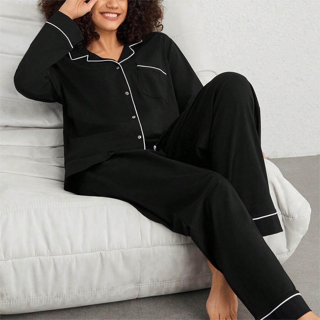 Leisure Women's Long Sleeve Top And Pants Pajama Set