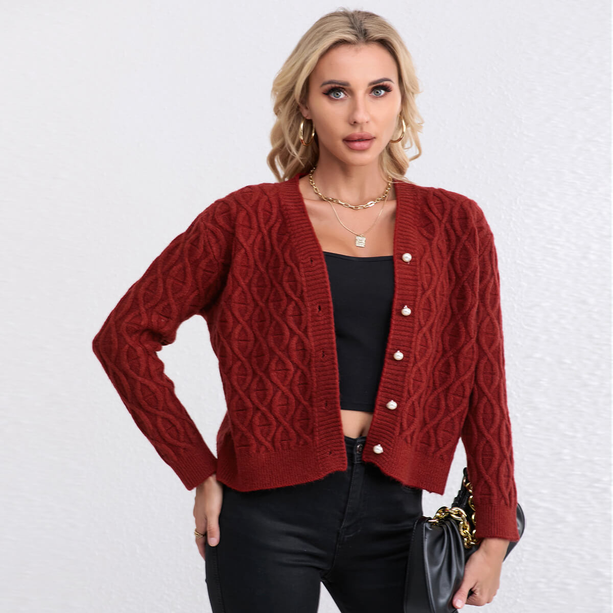 Fashion Knit Twist Sweater Cardigan Jacket