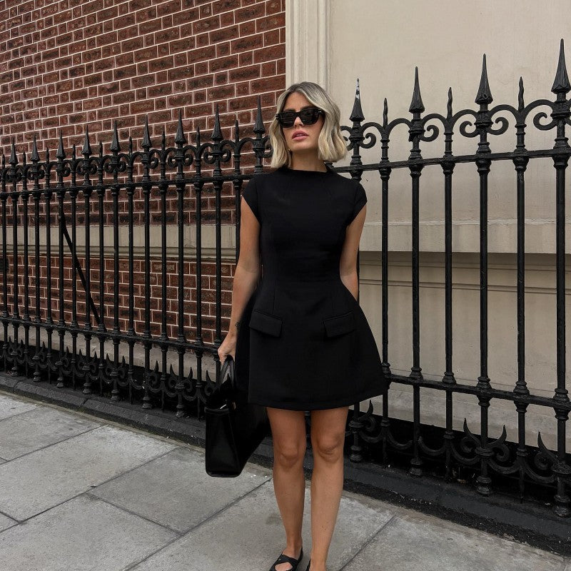 High Waist Mini Dress for Women – Summer Short Sleeve Bodycon Club Party Dress - Sexy A-Line Fit and Flare Style