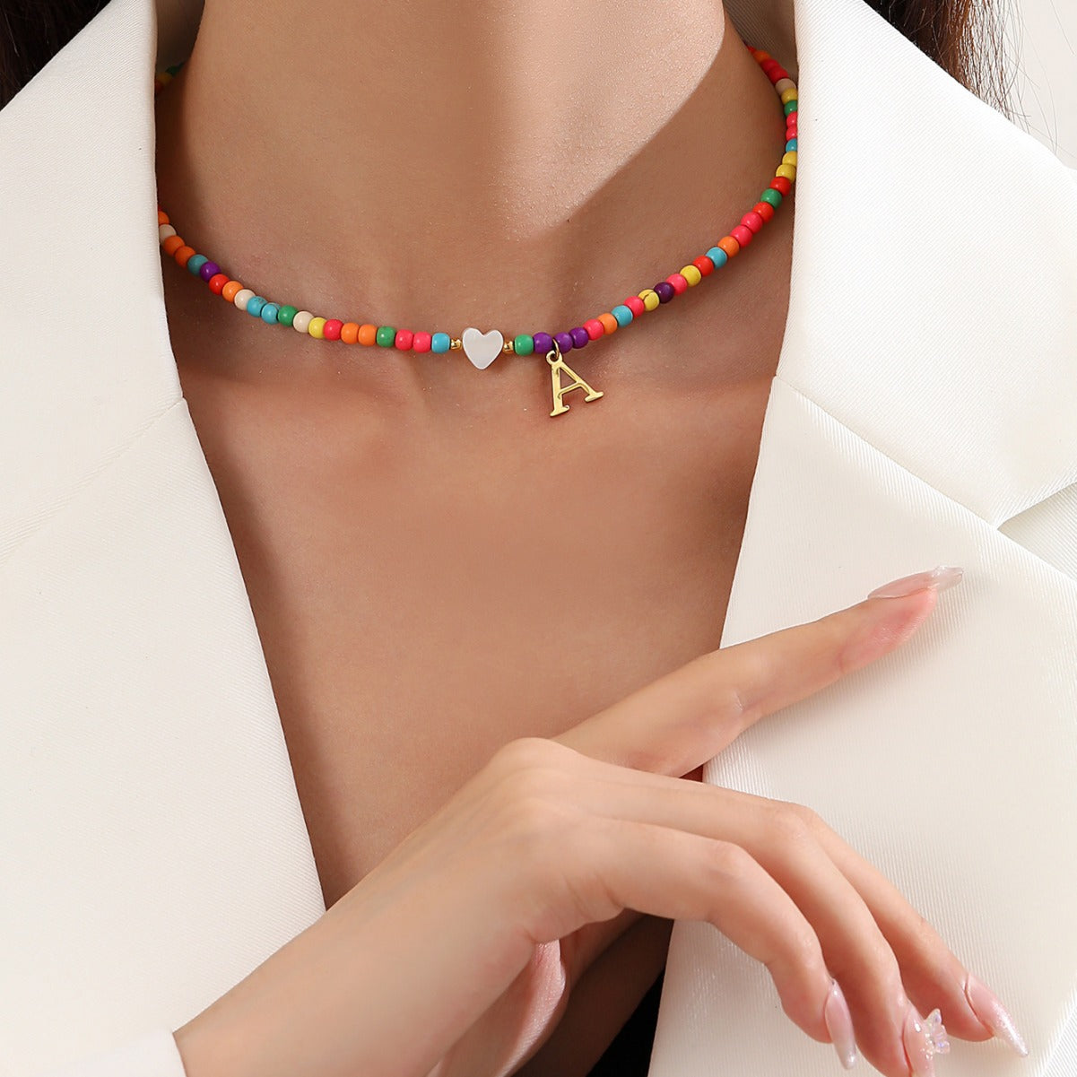 Bohemian - Vibe Dopamine Letter Necklaces: Cute Beaded Chokers for Girls & Women | Ideal Personalized Gifts