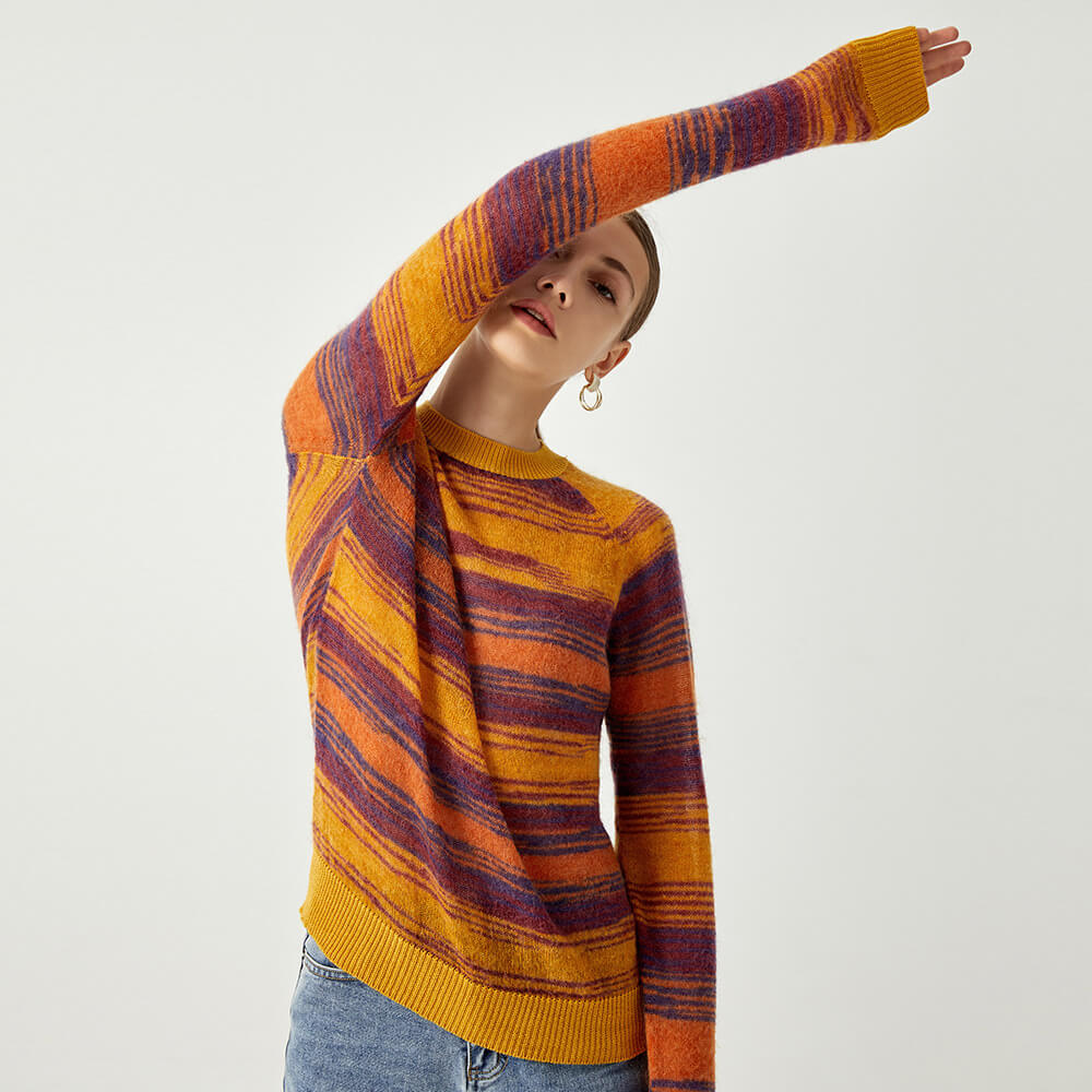 Mohair Modern Rainbow Stripe Knit Sweater