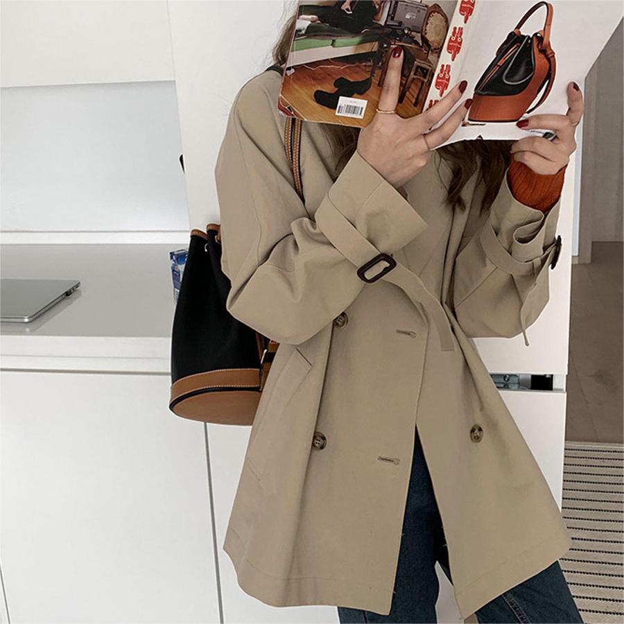 Korean version of the draped temperament trench coat