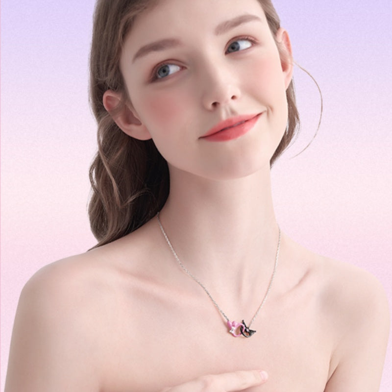 Sanrio Kuromime Melody Mobius Ring Sterling Silver Splicing Pendant Necklace Girlfriend Gift🖤🩷