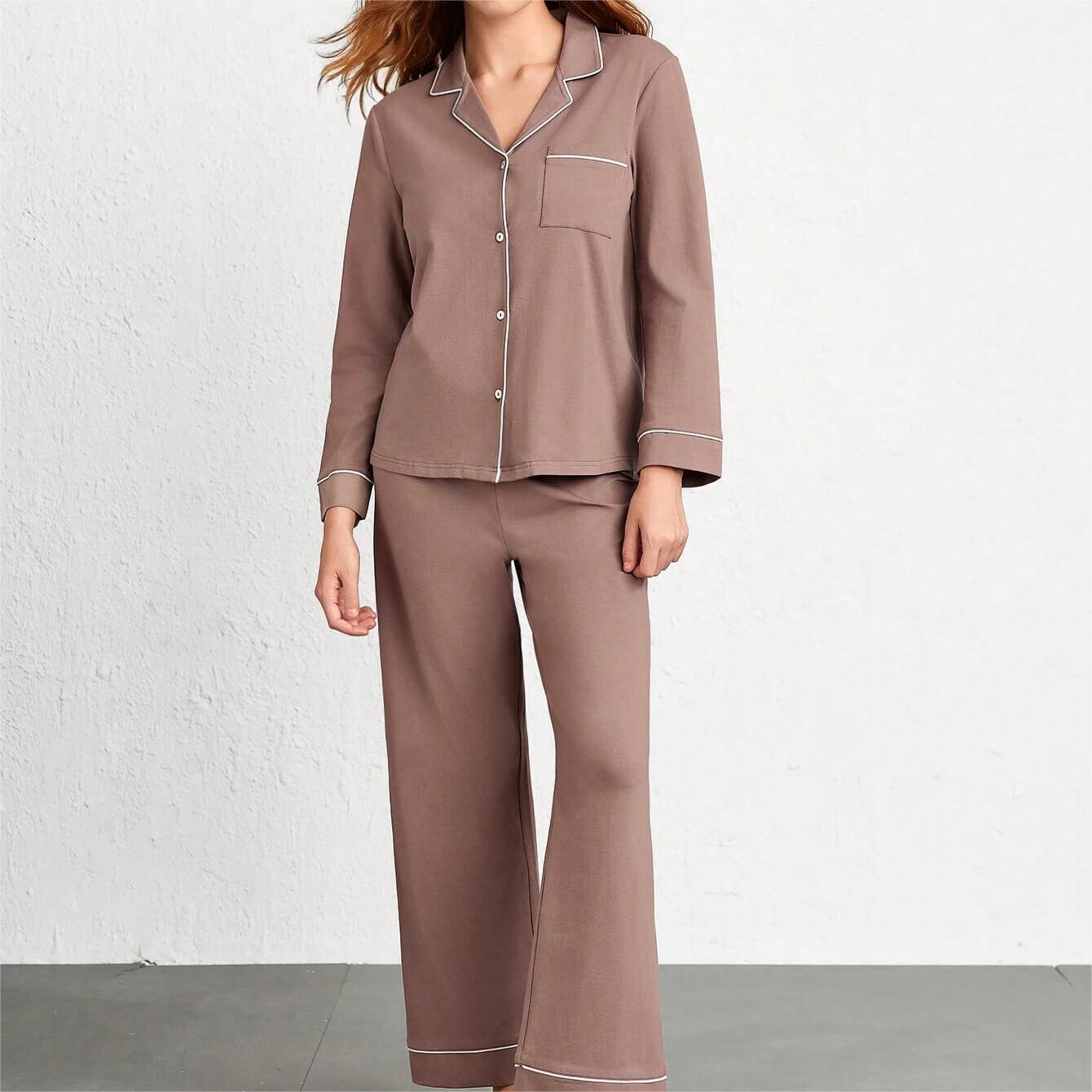 Leisure Women's Long Sleeve Top And Pants Pajama Set