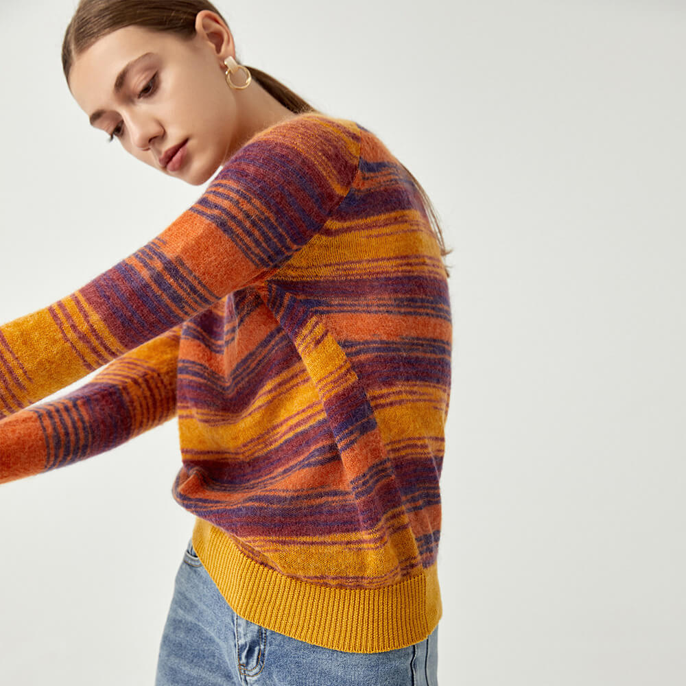 Mohair Modern Rainbow Stripe Knit Sweater