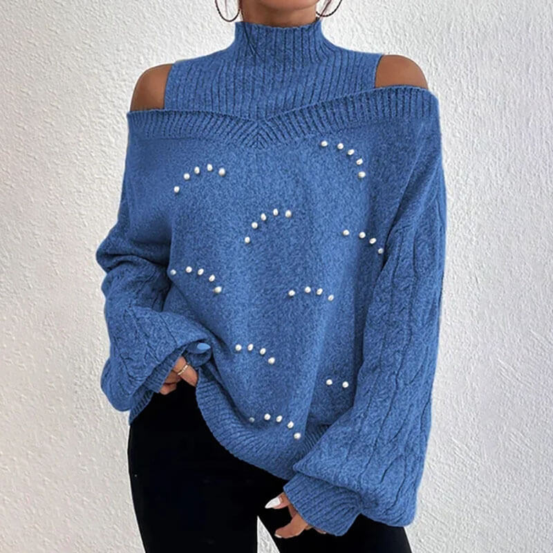 Autumn and Winter Solid Color Strapless Knit Sweater