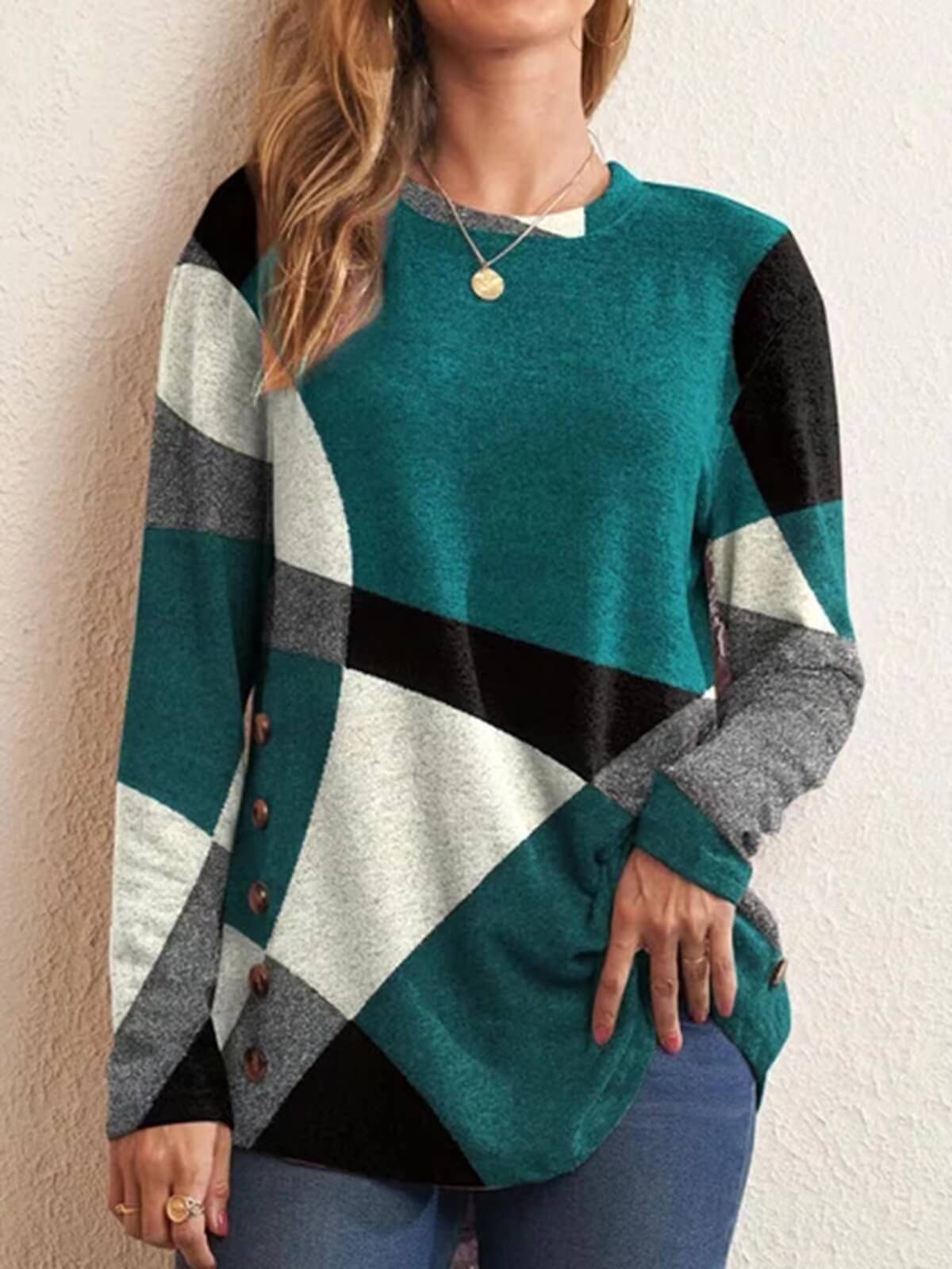 Cashmere Clash Print Long Sleeve T-Shirt Top