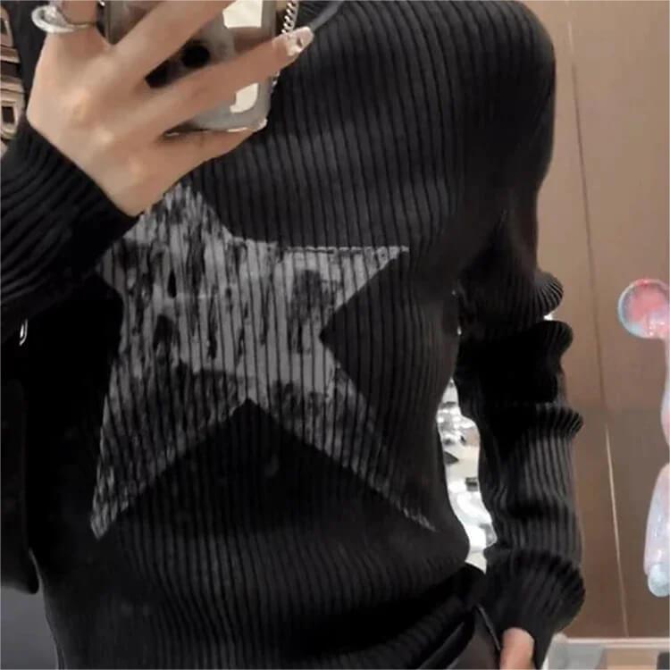 Black Striped Pullover Loose Casual Jumper