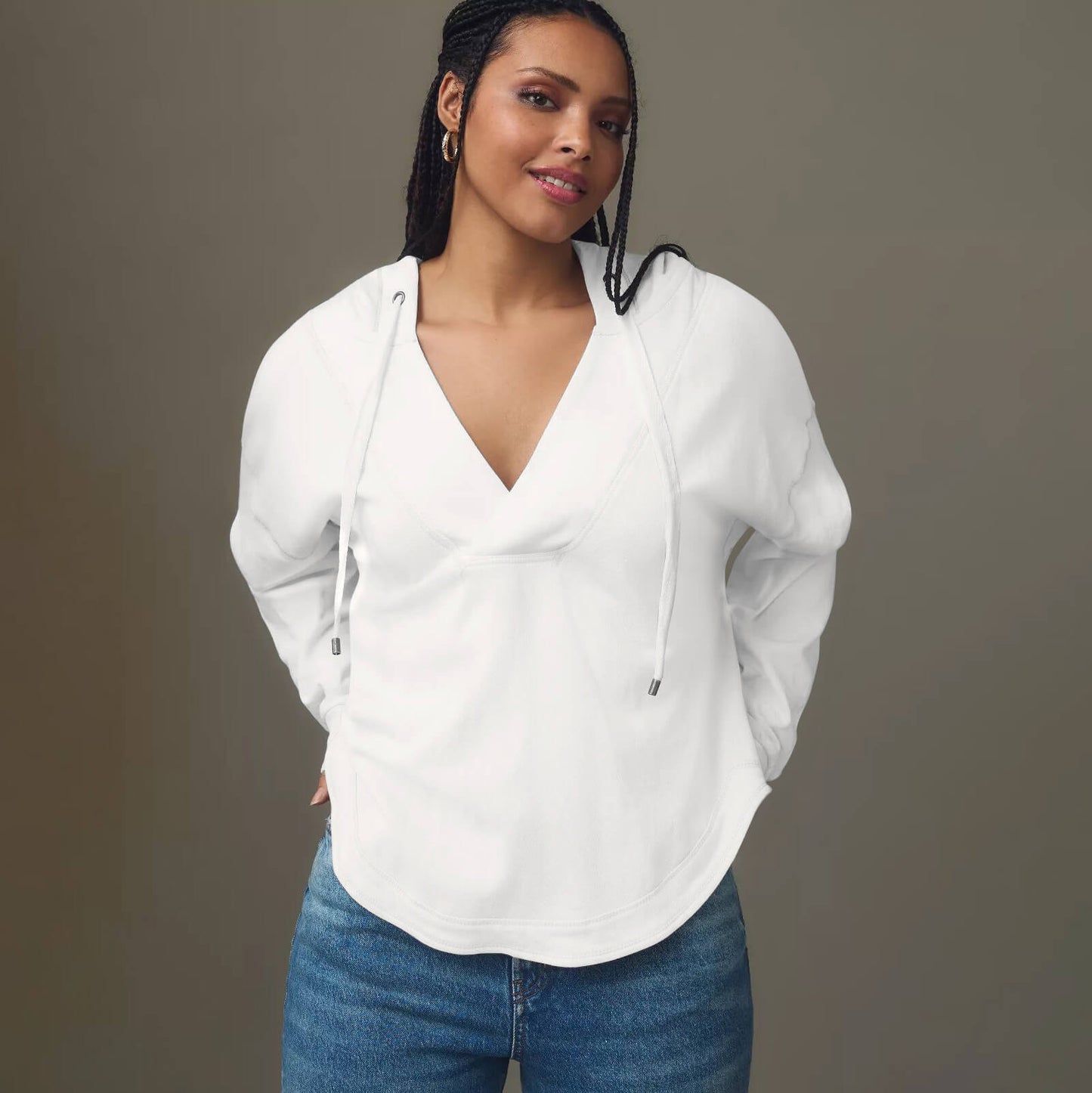 Casual Loose Color Block Hooded Sweatshirt