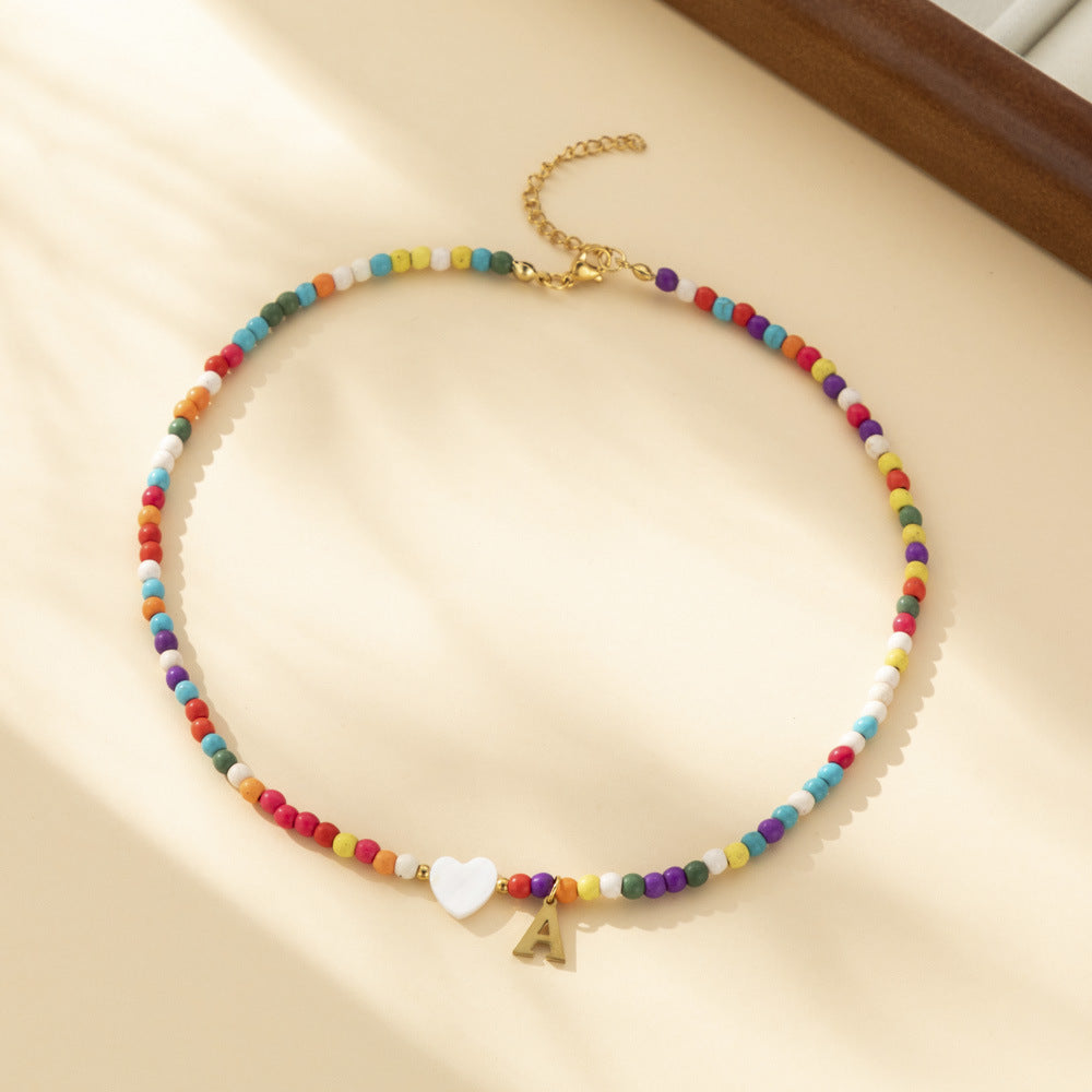 Bohemian - Vibe Dopamine Letter Necklaces: Cute Beaded Chokers for Girls & Women | Ideal Personalized Gifts