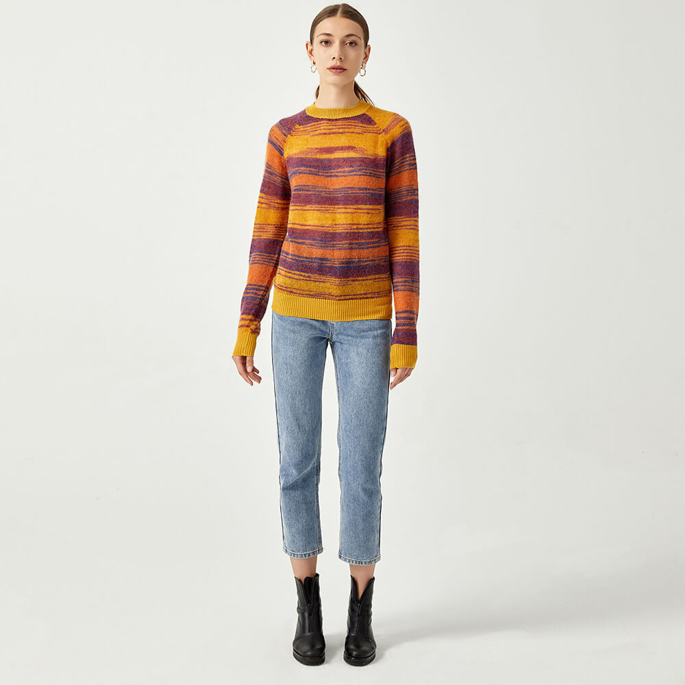 Mohair Modern Rainbow Stripe Knit Sweater