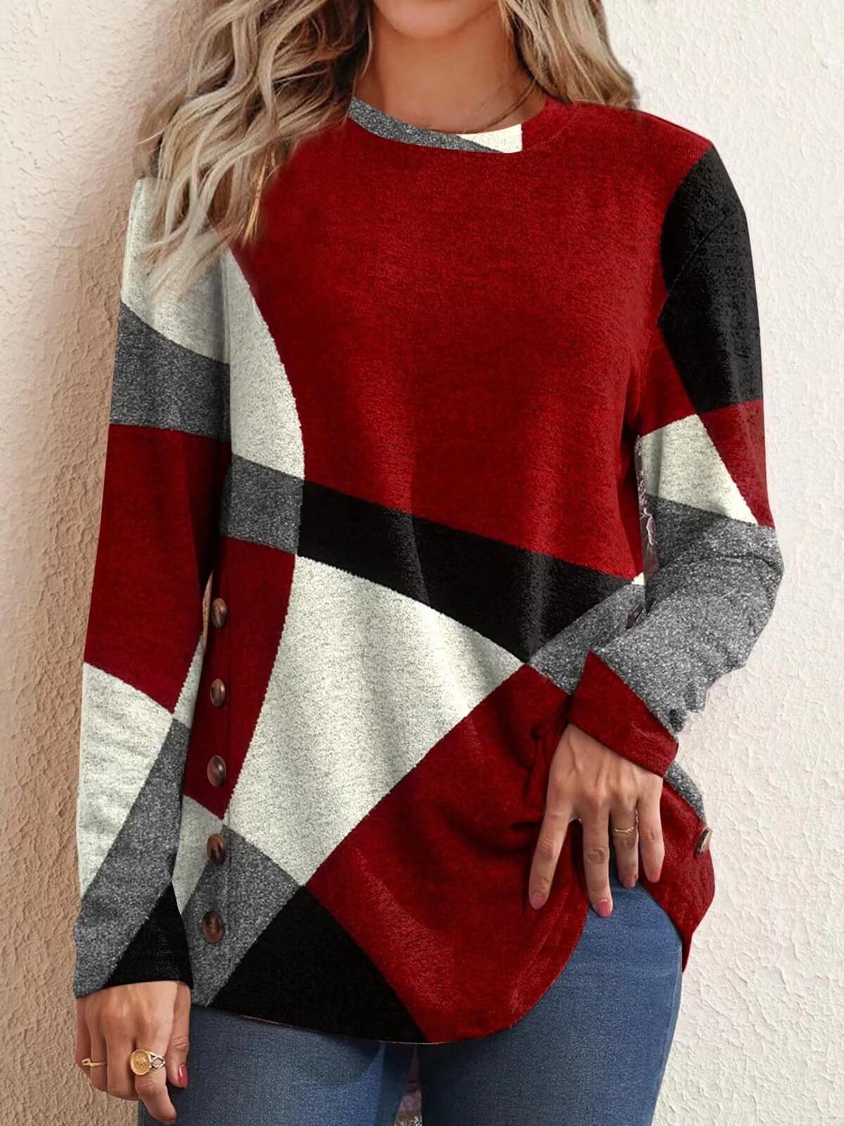 Cashmere Clash Print Long Sleeve T-Shirt Top