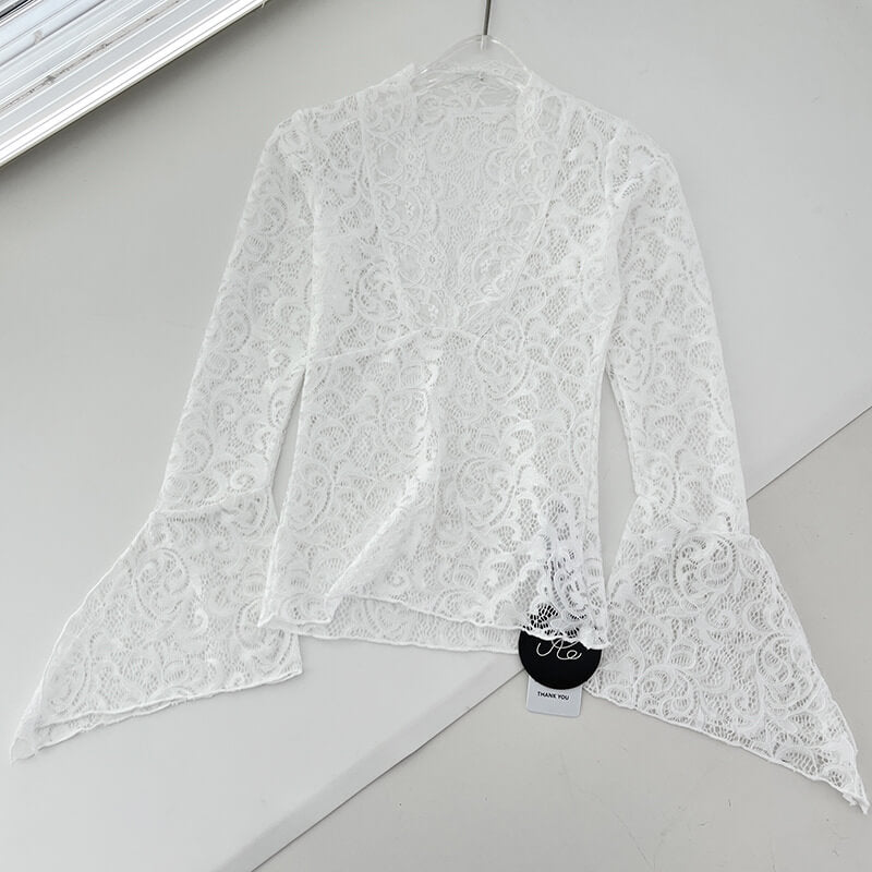 Slim Lace Shirt Long Sleeve Top