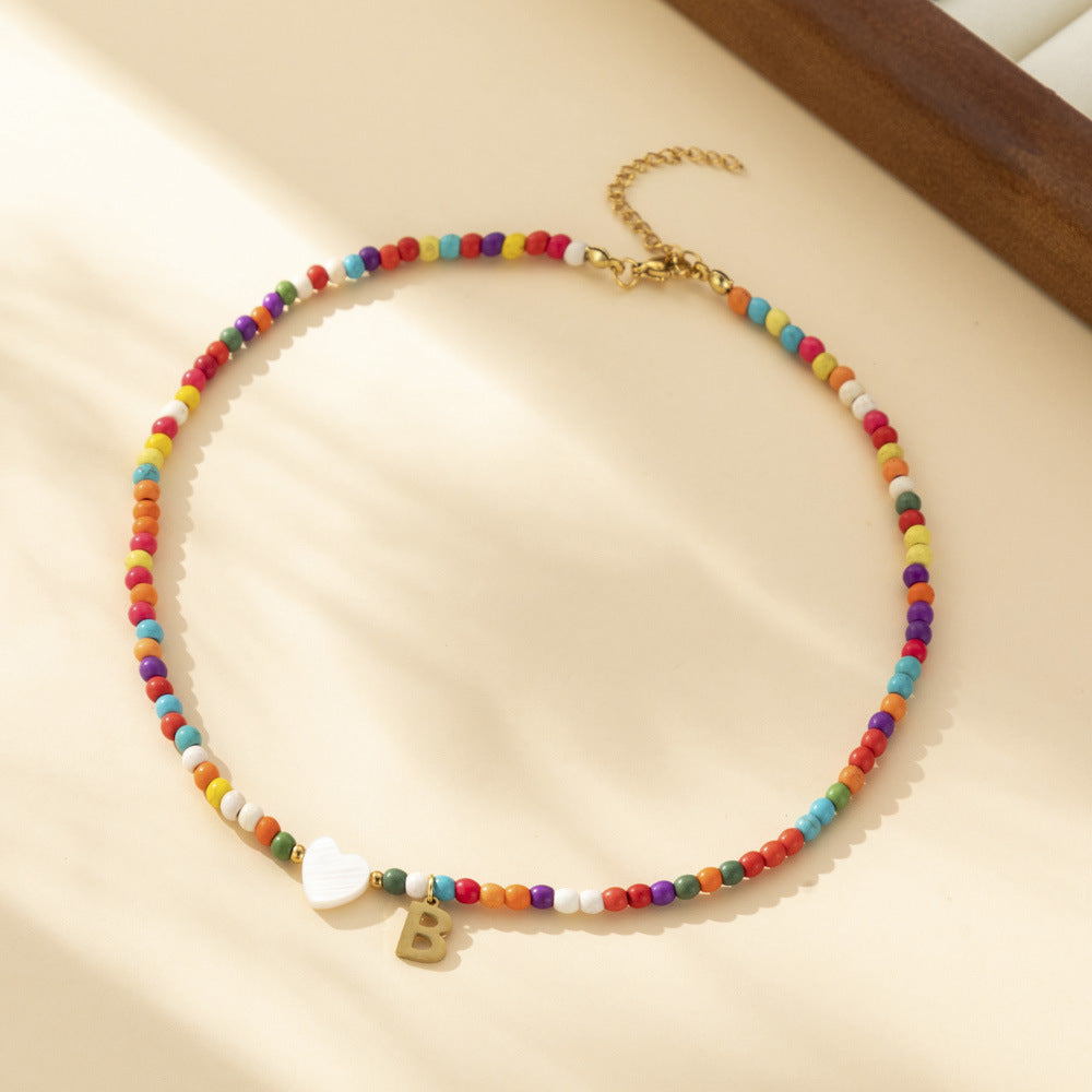 Bohemian - Vibe Dopamine Letter Necklaces: Cute Beaded Chokers for Girls & Women | Ideal Personalized Gifts