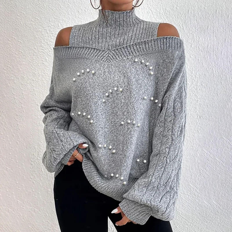 Autumn and Winter Solid Color Strapless Knit Sweater