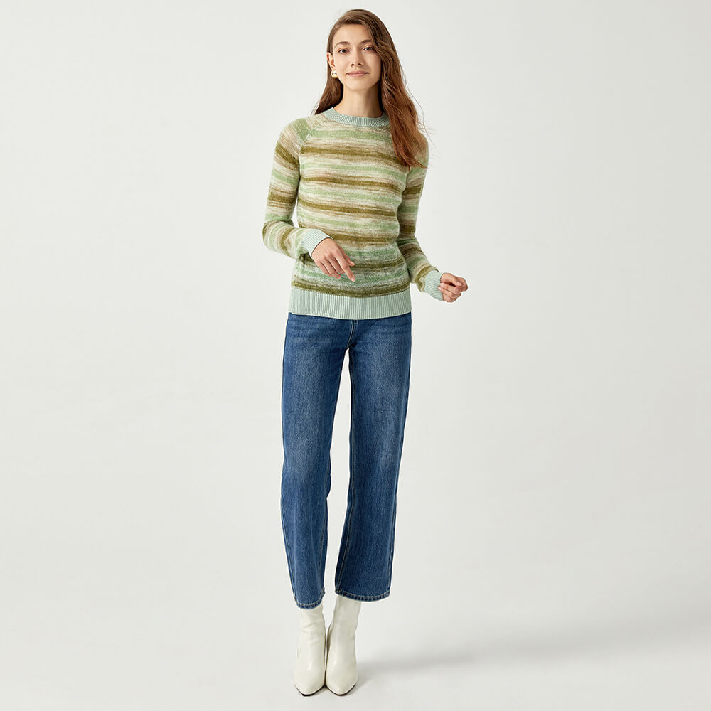 Mohair Modern Rainbow Stripe Knit Sweater