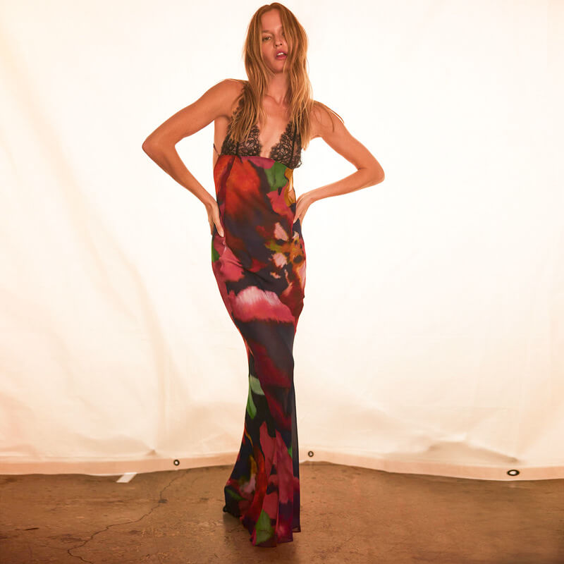 One Shoulder Printed High Waist Dress