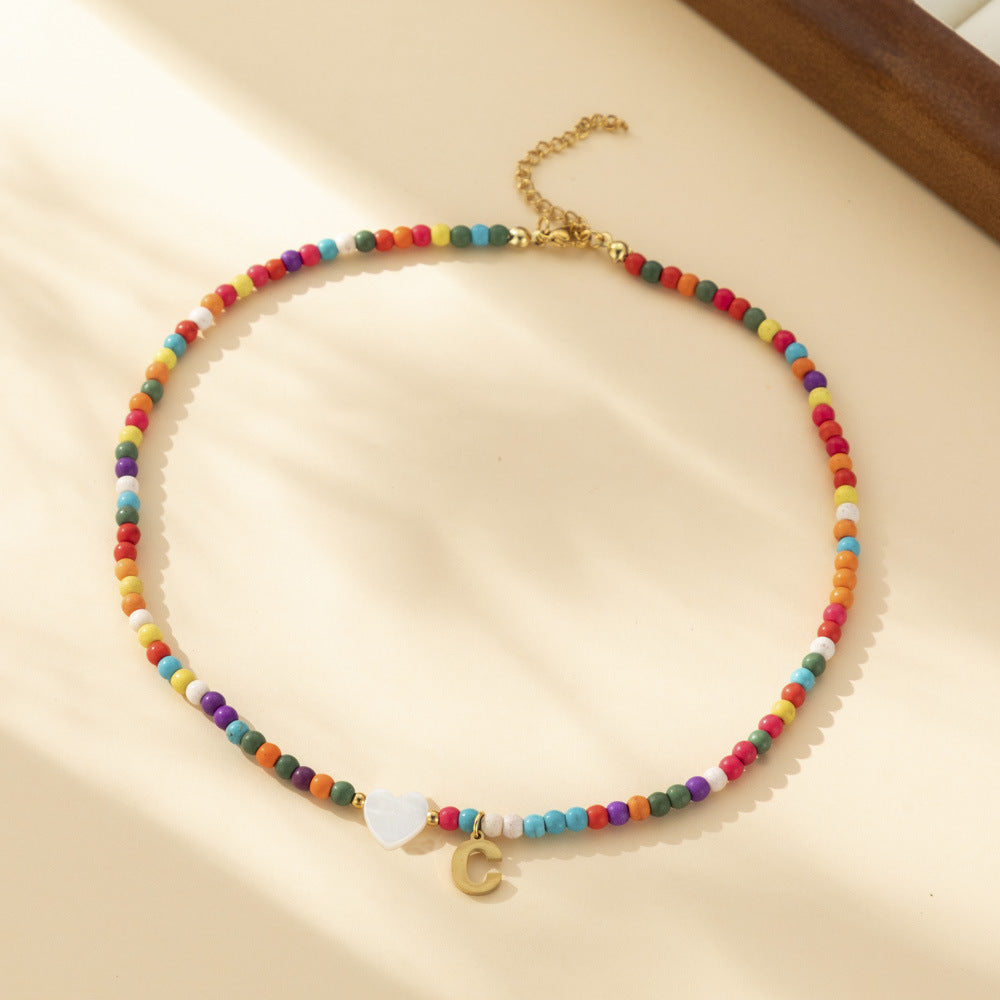 Bohemian - Vibe Dopamine Letter Necklaces: Cute Beaded Chokers for Girls & Women | Ideal Personalized Gifts