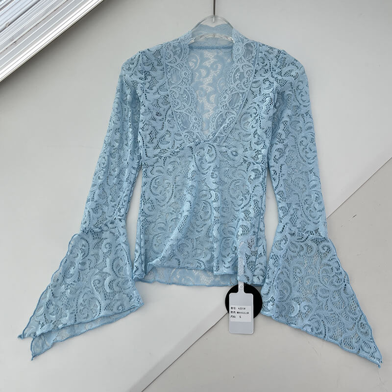 Slim Lace Shirt Long Sleeve Top