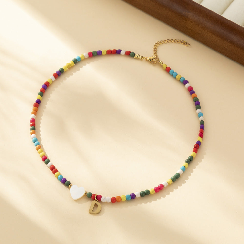 Bohemian - Vibe Dopamine Letter Necklaces: Cute Beaded Chokers for Girls & Women | Ideal Personalized Gifts