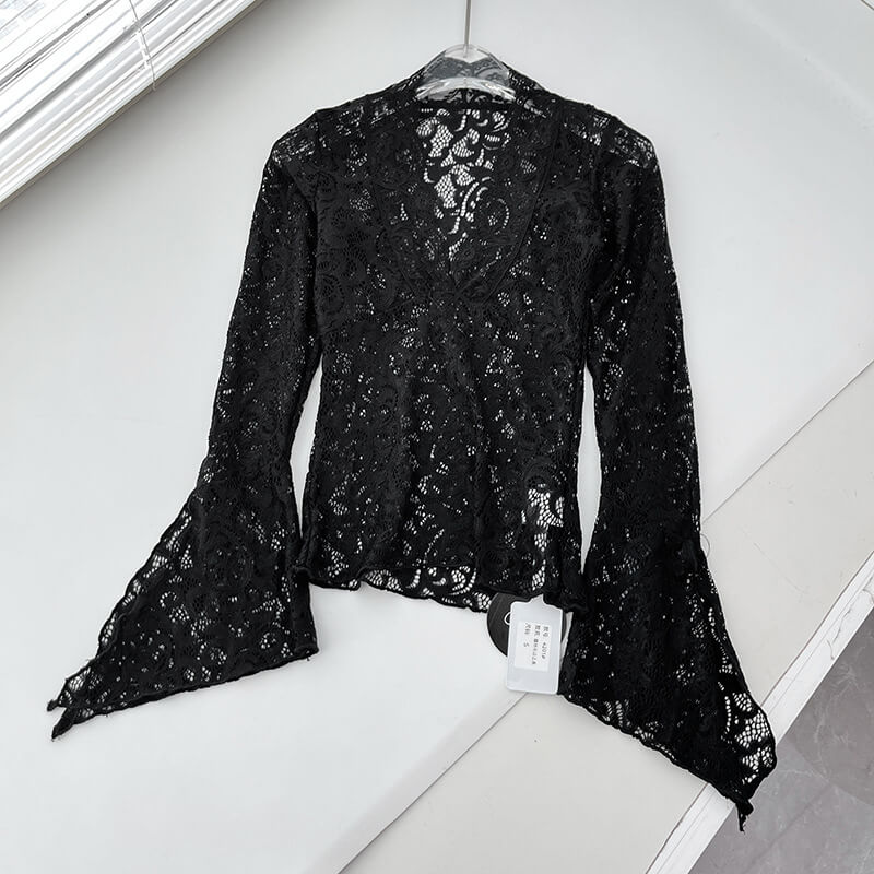 Slim Lace Shirt Long Sleeve Top