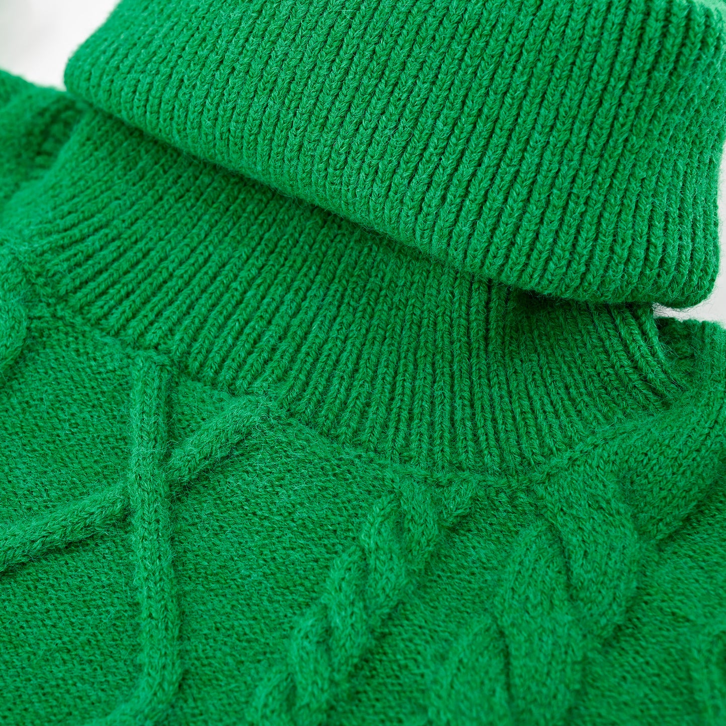 Y2K Revival! Women's Dark Green Sweater - Long Sleeve, High collar with Satin Ribbon & Lace - Up Bow - AMust - Have Knit Jumper