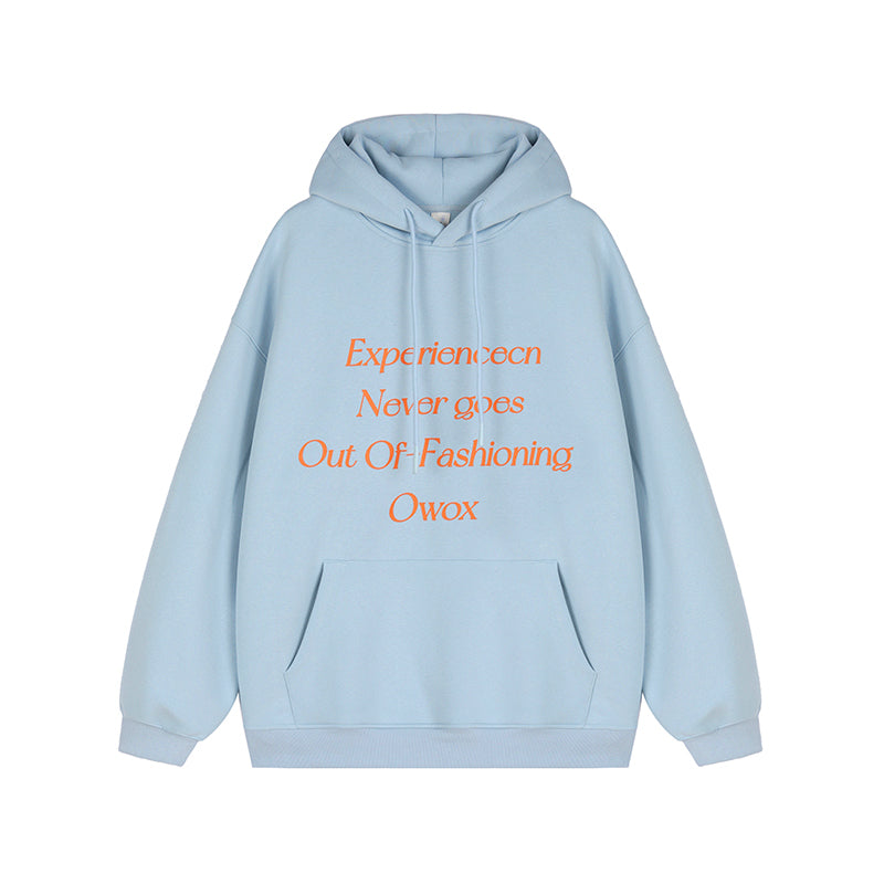 REINAREA Unisex American Retro Letter-Print Hooded Sweatshirt Loose Casual Pullover Top【018】