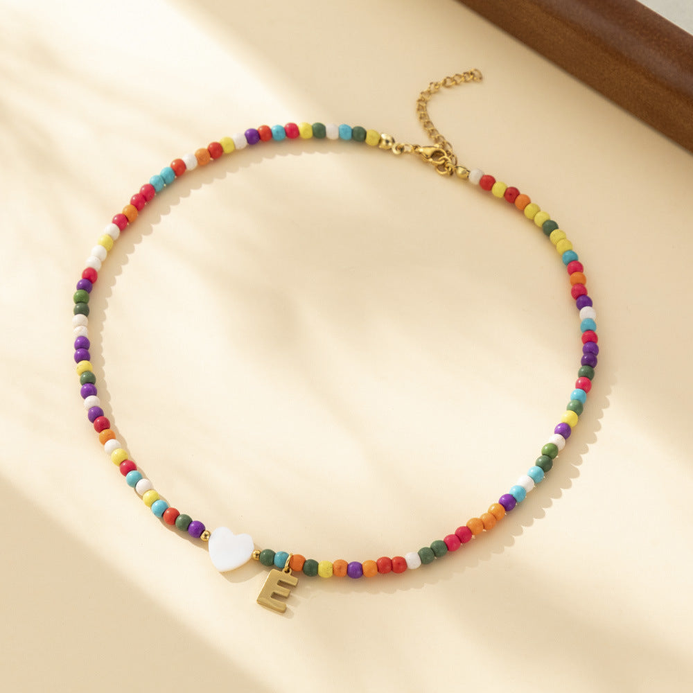 Bohemian - Vibe Dopamine Letter Necklaces: Cute Beaded Chokers for Girls & Women | Ideal Personalized Gifts