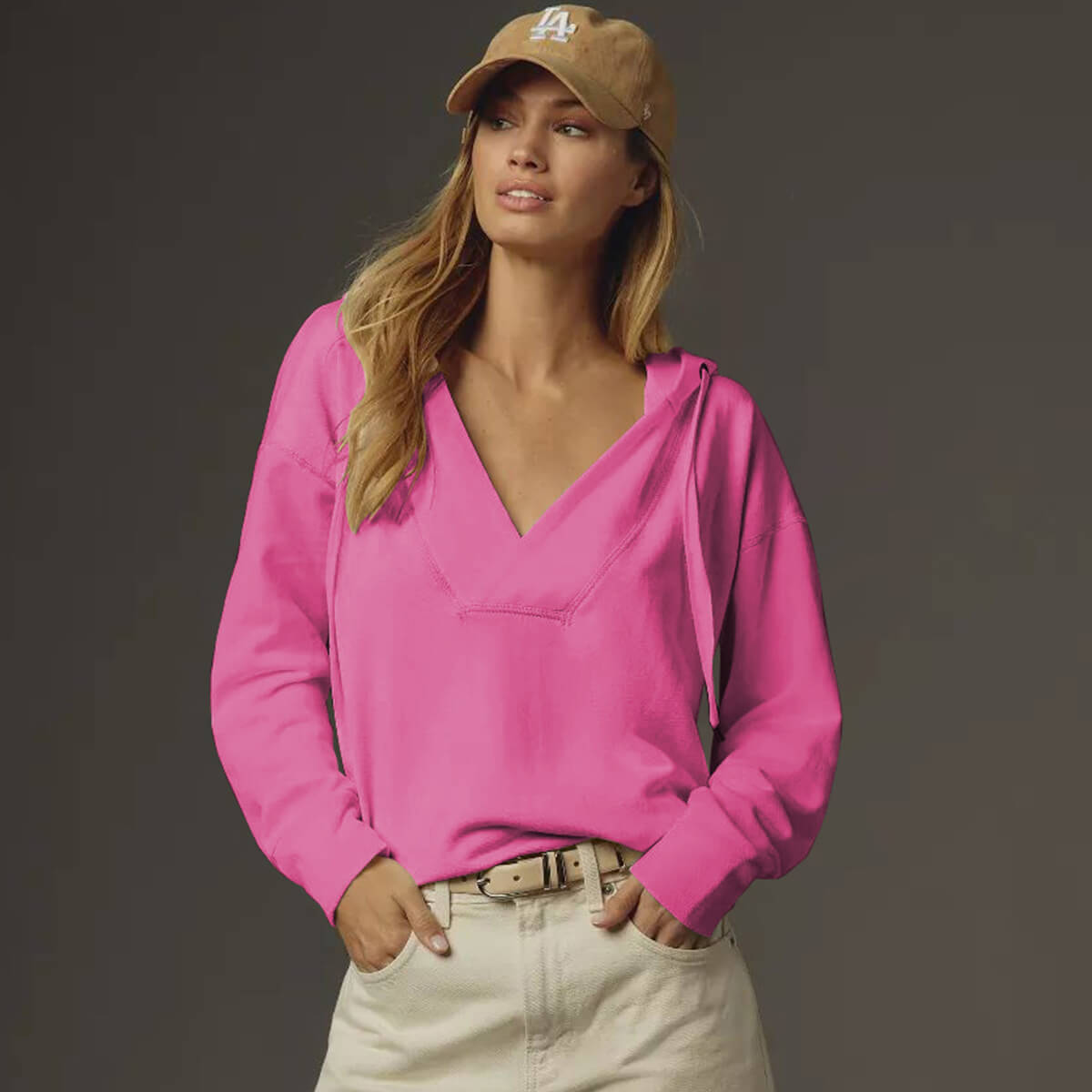 Casual Loose Color Block Hooded Sweatshirt