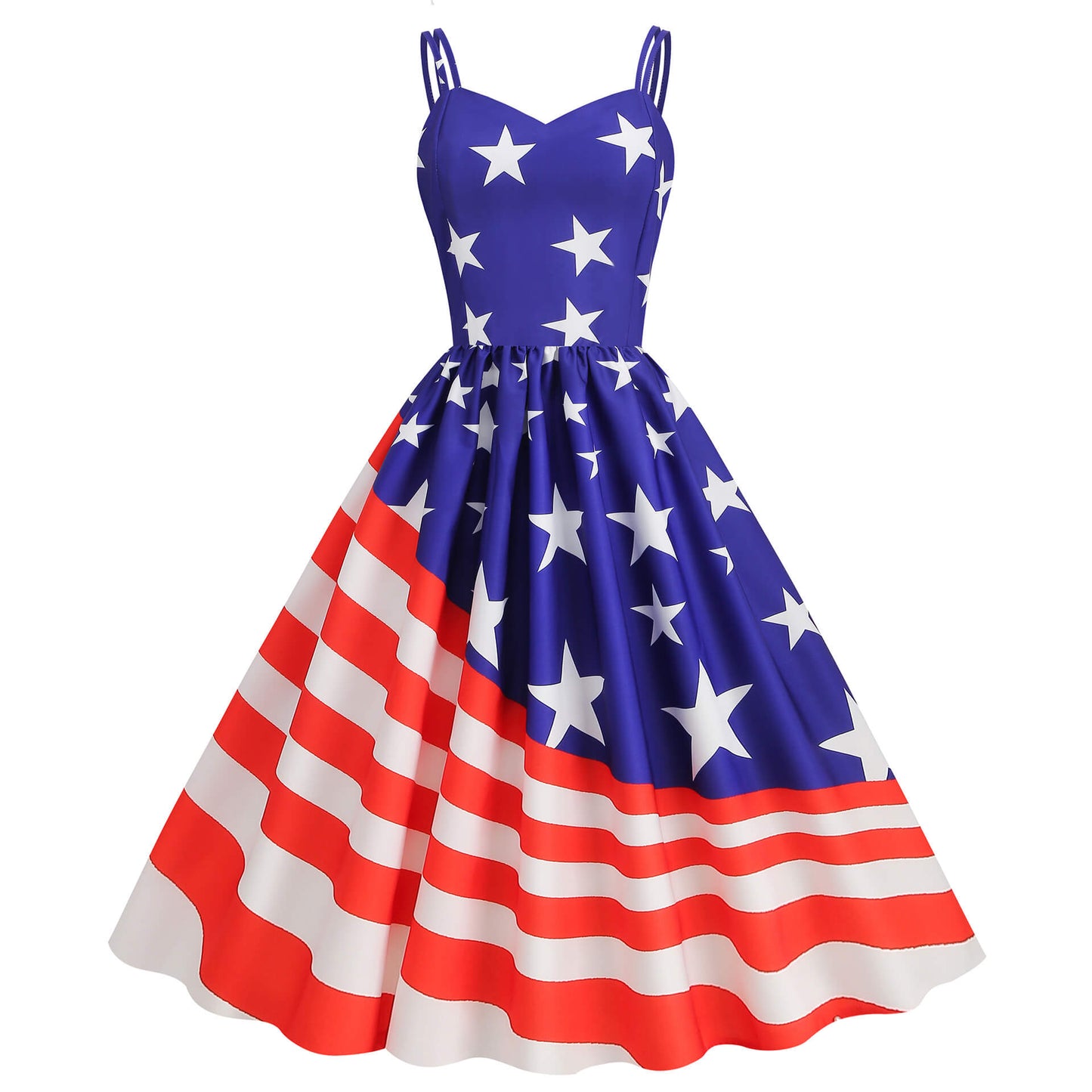 American Flag Printed Vintage Swing Dress
