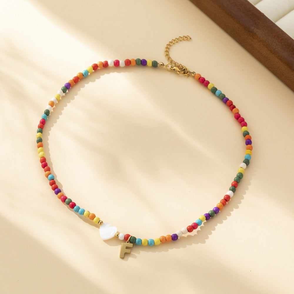 Bohemian - Vibe Dopamine Letter Necklaces: Cute Beaded Chokers for Girls & Women | Ideal Personalized Gifts