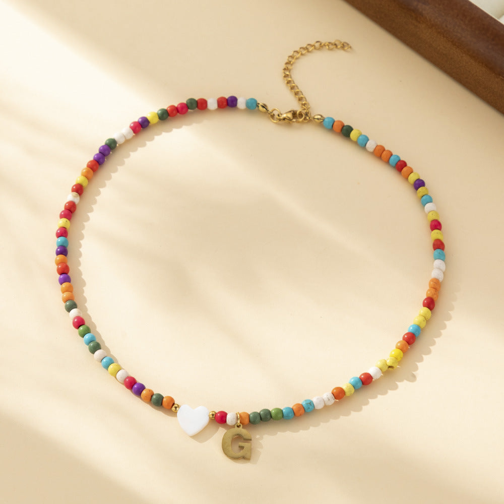 Bohemian - Vibe Dopamine Letter Necklaces: Cute Beaded Chokers for Girls & Women | Ideal Personalized Gifts
