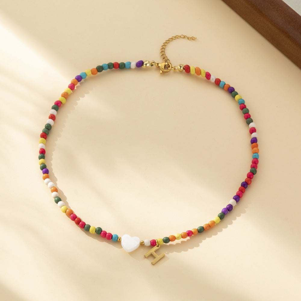 Bohemian - Vibe Dopamine Letter Necklaces: Cute Beaded Chokers for Girls & Women | Ideal Personalized Gifts