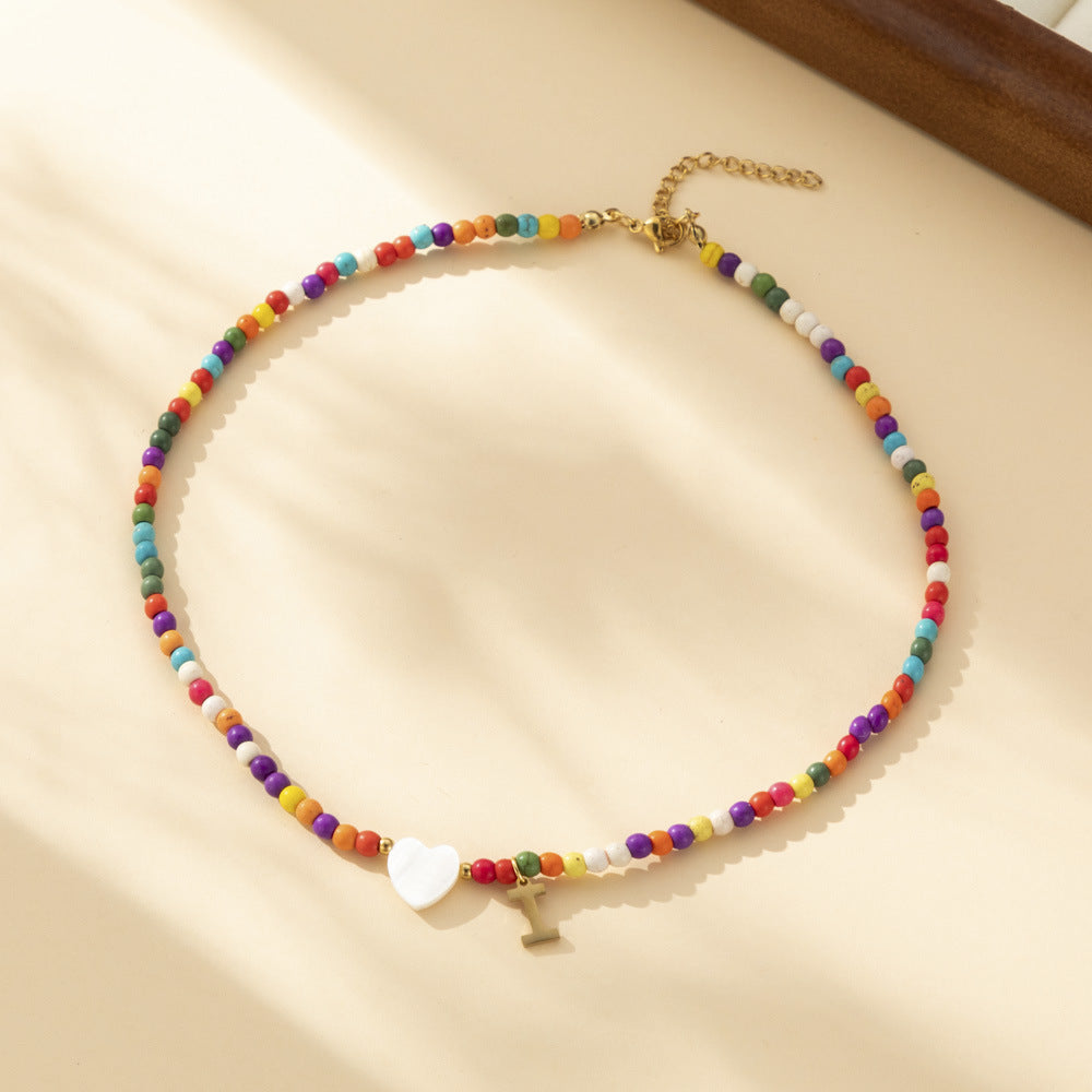 Bohemian - Vibe Dopamine Letter Necklaces: Cute Beaded Chokers for Girls & Women | Ideal Personalized Gifts