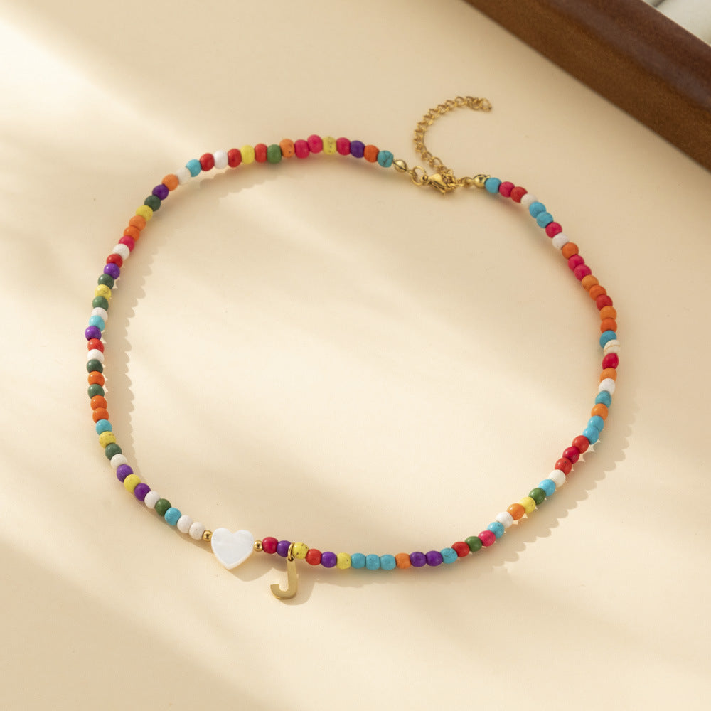 Bohemian - Vibe Dopamine Letter Necklaces: Cute Beaded Chokers for Girls & Women | Ideal Personalized Gifts