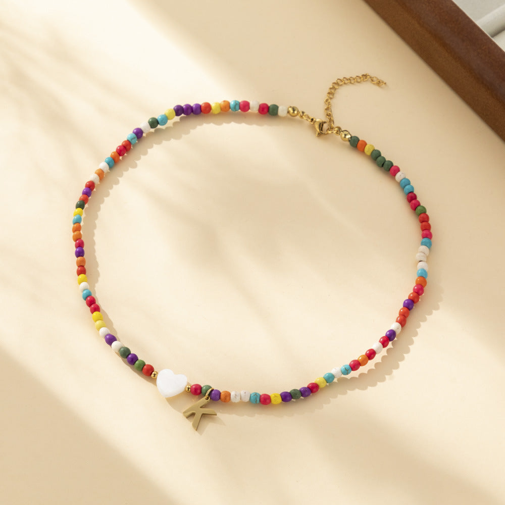 Bohemian - Vibe Dopamine Letter Necklaces: Cute Beaded Chokers for Girls & Women | Ideal Personalized Gifts