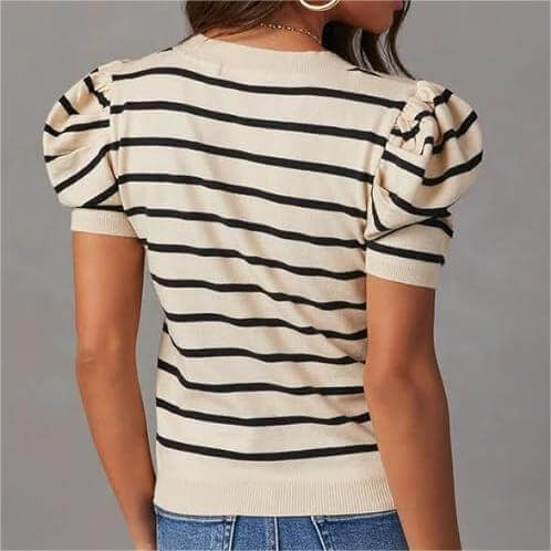 Women's Short Puff Sleeve Knit Tops