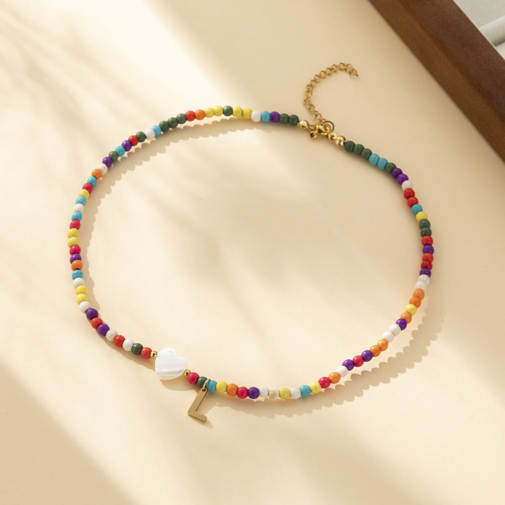 Bohemian - Vibe Dopamine Letter Necklaces: Cute Beaded Chokers for Girls & Women | Ideal Personalized Gifts