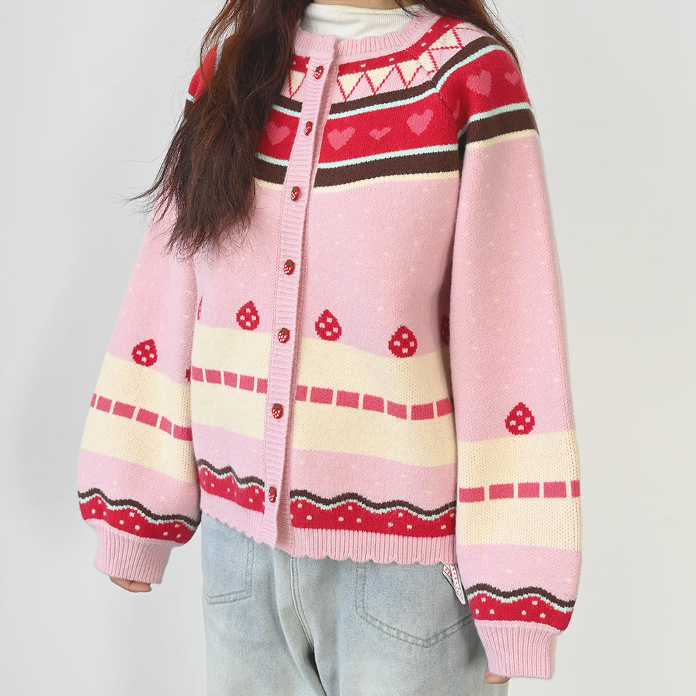 Charming Strawberry Knit Cardigan - Sweet and Cozy Winter Wear 🍓💕