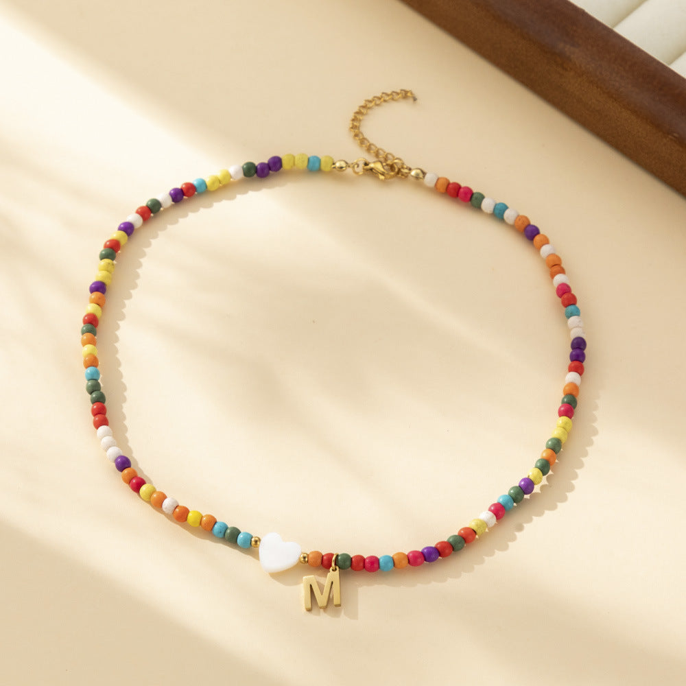 Bohemian - Vibe Dopamine Letter Necklaces: Cute Beaded Chokers for Girls & Women | Ideal Personalized Gifts
