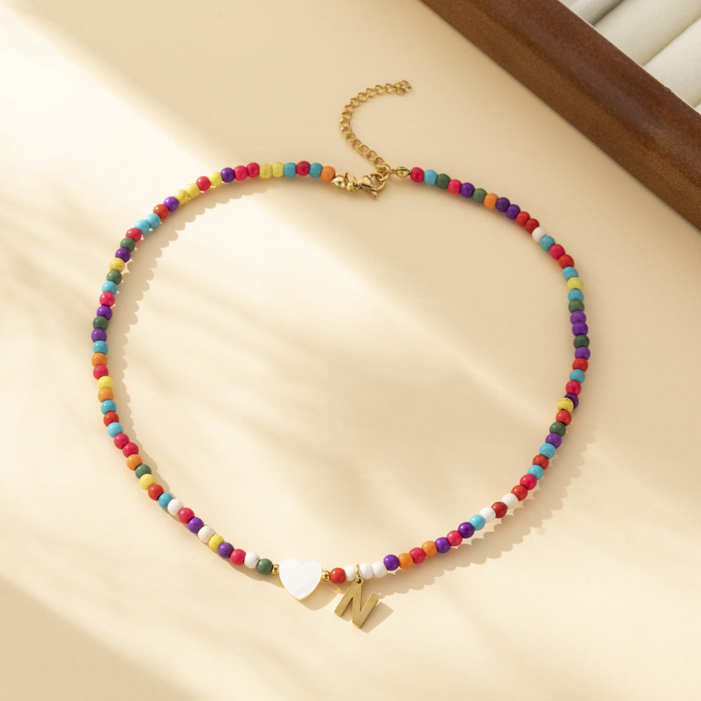 Bohemian - Vibe Dopamine Letter Necklaces: Cute Beaded Chokers for Girls & Women | Ideal Personalized Gifts