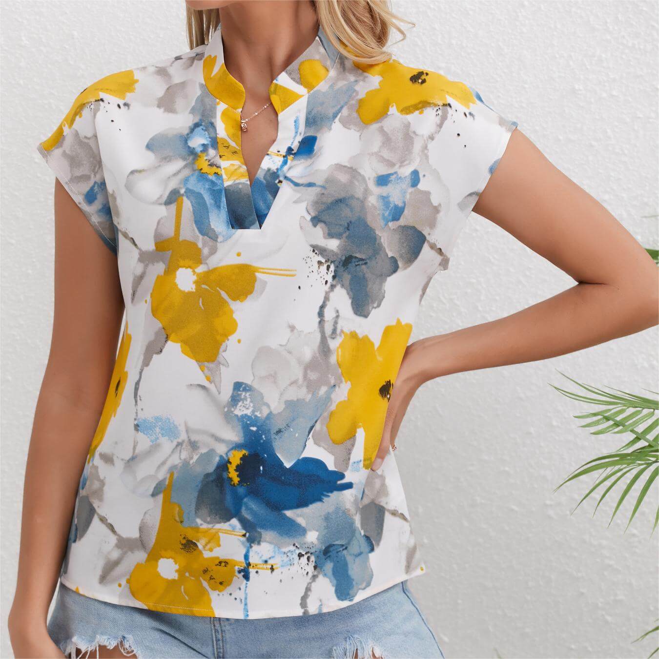 Printed Loose Short Sleeve Women's Shirt