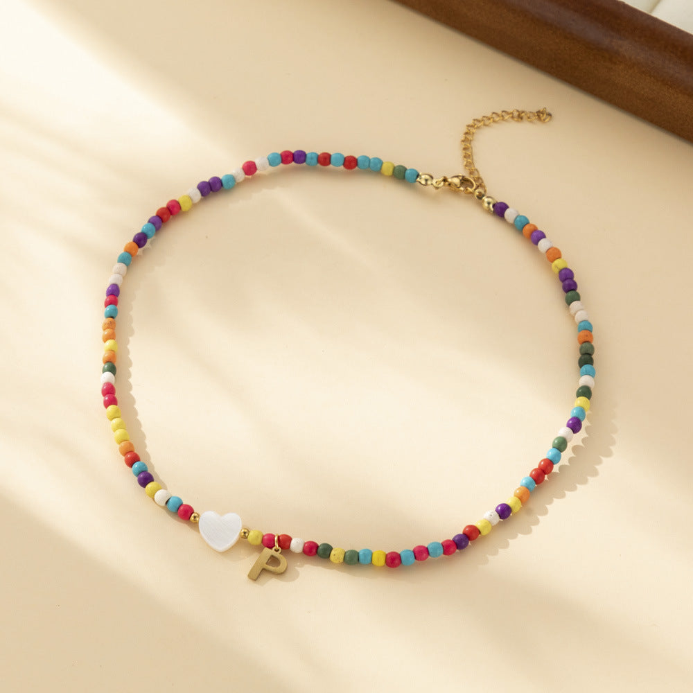 Bohemian - Vibe Dopamine Letter Necklaces: Cute Beaded Chokers for Girls & Women | Ideal Personalized Gifts