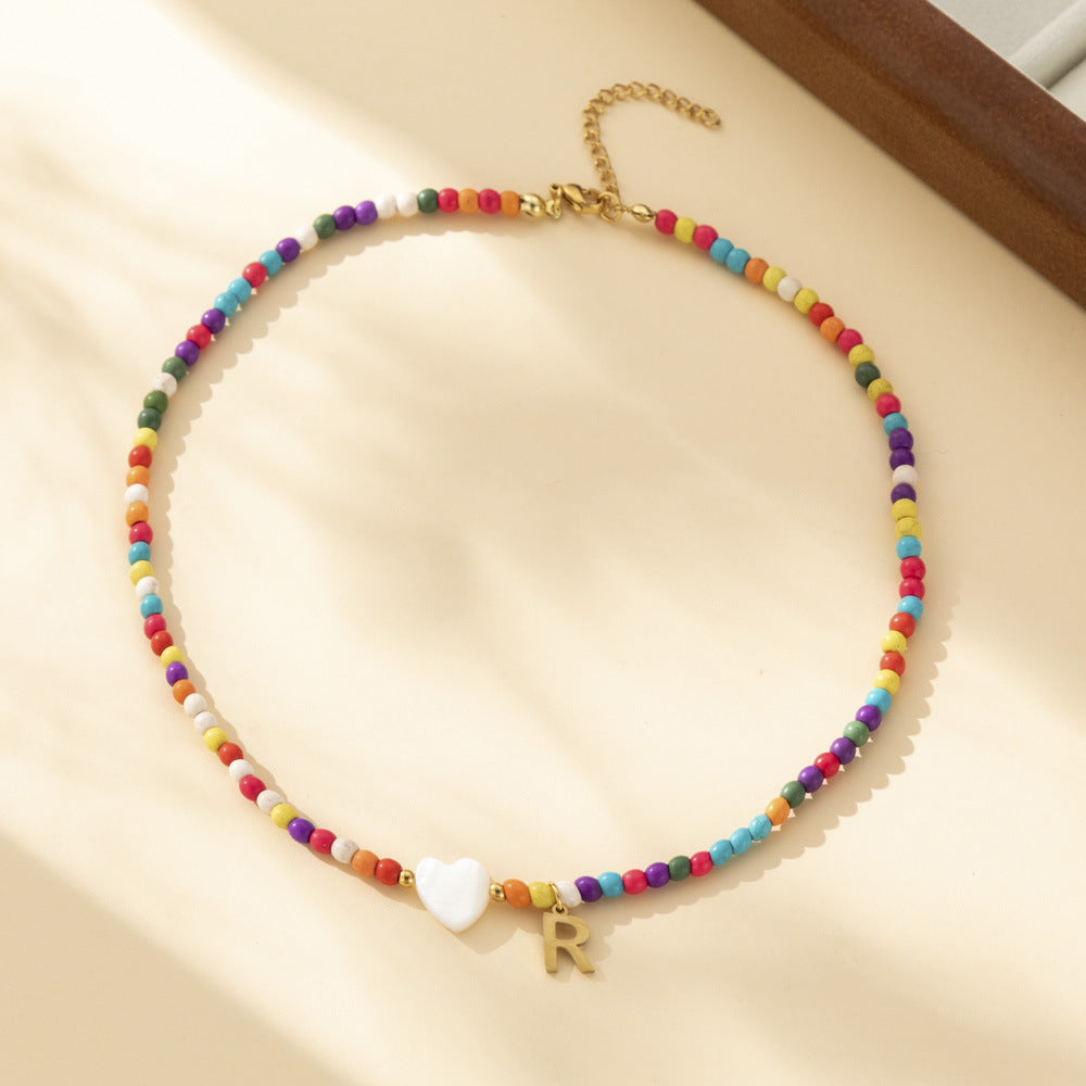 Bohemian - Vibe Dopamine Letter Necklaces: Cute Beaded Chokers for Girls & Women | Ideal Personalized Gifts